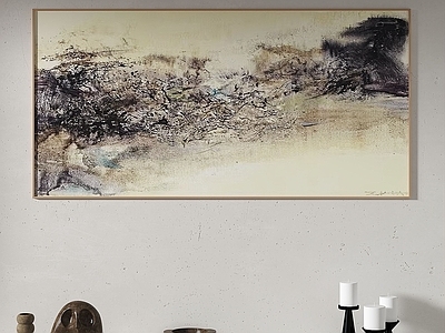 现代简约家居客厅 侘寂复古抽象挂画