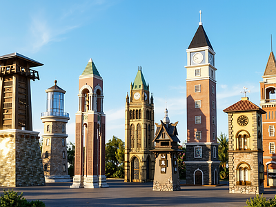 欧式复古风格建筑 灯塔 景观灯塔