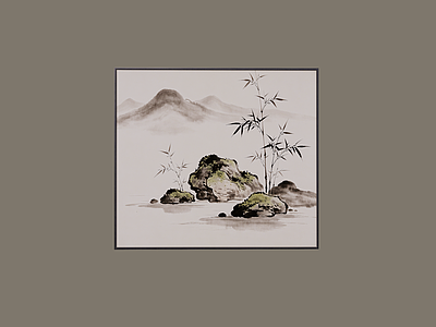 新中式挂画  水墨画 禅意水墨画 江南山水画 新中式挂画