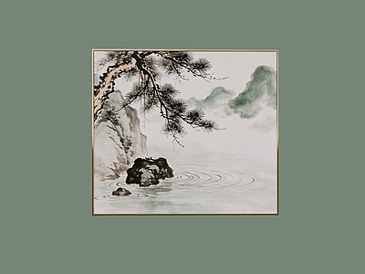 新中式挂画  水墨画 禅意水墨画 新中式山水画 禅意装饰画