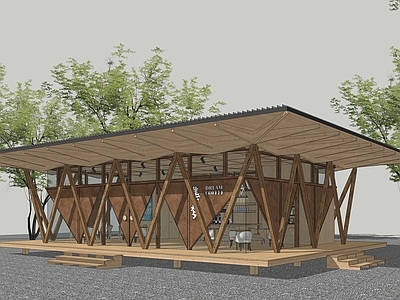 日式小公建 木屋咖啡厅 服务中心 奶茶店 木结构建筑 营地咖啡厅