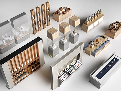 现代文创展台 展柜展架  瓷器展台