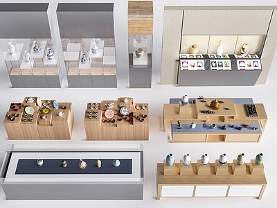 现代文创展台  瓷器展台 展柜展架