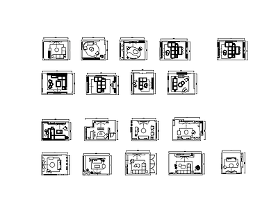 现代简约家具图库 沙发组合 施工图