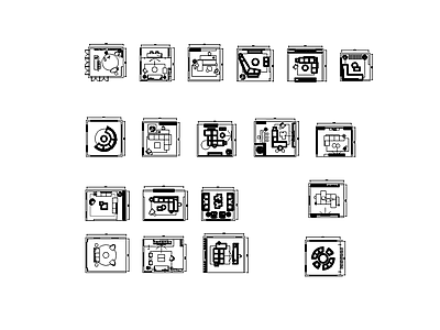 现代简约家具图库 沙发组合 施工图