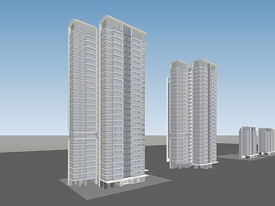 现代简约小区建筑 现代简约住宅建筑 住宅建筑组合 弧形住宅建筑单体 小区住宅单体