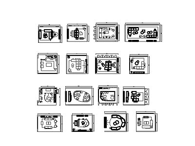 现代简约家具图库 沙发组合 施工图