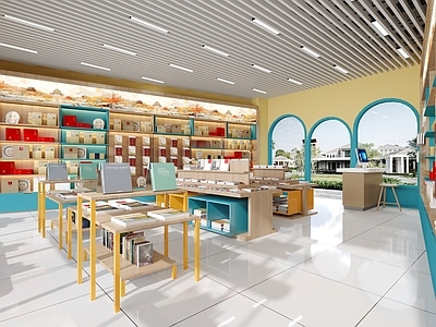 现代简约书店 文创店 书店 工艺品