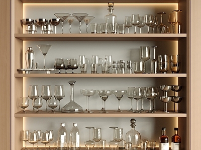 现代简约餐具 餐具摆件 水杯酒杯 酒具摆件 酒柜 玻璃酒壶杯子