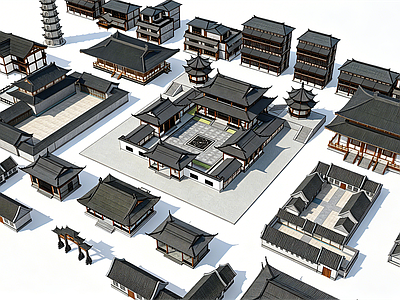 新中式简模规划 仿古建筑 新中式合院 中式建筑 民居建筑 商业古建筑