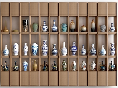 新中式花瓶 现代瓷器展架  瓷器展柜  青花瓷 瓷器瓶 陶瓷罐 花瓶