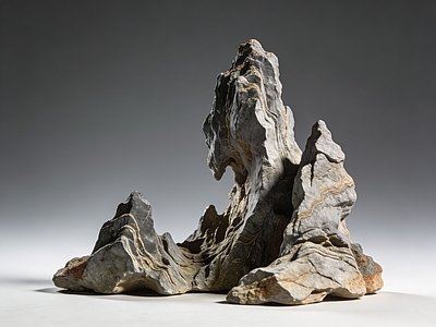 新中式其他摆件 假山 山峰 景观石 雕塑 AI渲染