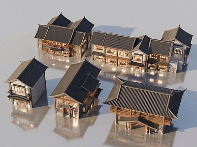 新中式商业街 商业街建筑 仿古商业街