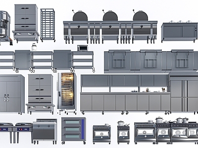 现代简约厨房用品组合 现代后厨设备 后厨厨具  后厨操作台  后厨器材