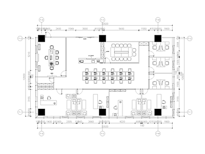 奶油现代整体办公空间 办公空间 办公室 会议室 经理室 休息室 施工图