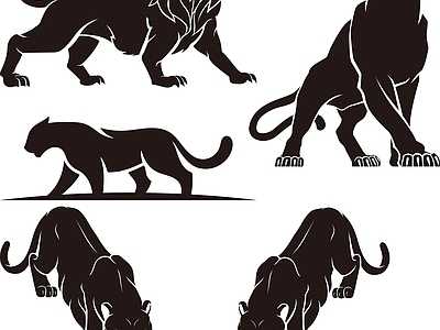 现代其他图库 线条 线稿 狮子 动物 贴图 施工图