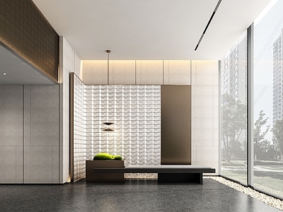 现代简约酒店大堂 入口前厅 大堂 办公大堂