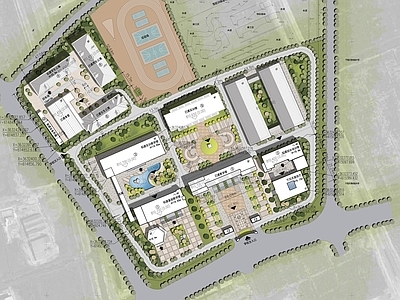 现代学校建筑 学校总平面 教学楼 报告厅 培训楼 学生公寓 施工图