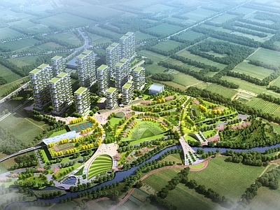 垂直森林建筑鸟瞰规划 鸟瞰 景观广场