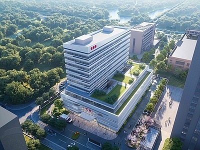 现代主义医院建筑 现代医院 住院部 门诊 横向线条 科技感