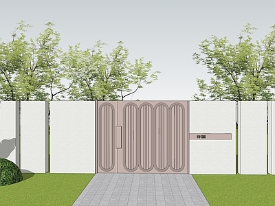 现代简约入口大门 现代大门 庭院大门  景观大门