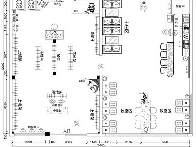 奶油服装店 服装店平面布局图 复合服装店平面图 施工图