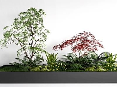 新中式景观植物组合 现代植物造景 植物堆 景观植物 景观小品  植物组合