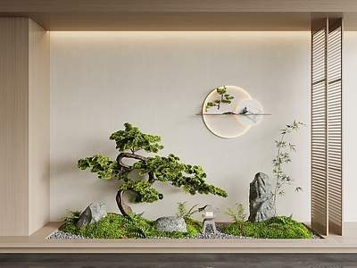 新中式观景平台 新中式景观小品 景观树