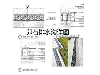 给排水节点详图 排水沟节点 卵石排水沟 施工图