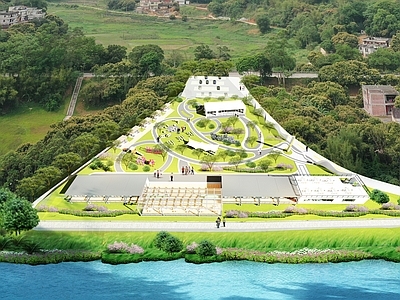 现代简约其他景观小建筑 江边小院 临江饭店