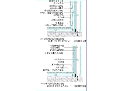 墙面节点 墙面木饰面地面地 木饰面节点 施工图