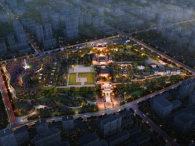 新中式文旅项目景观 西安青龙寺景观 中式公园景观