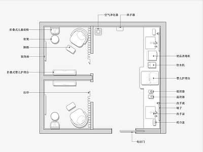 现代母婴室 母婴室平面 母婴室设计 施工图