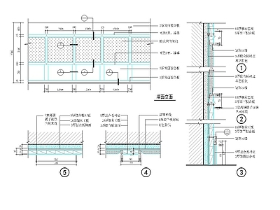 墙面节点 织物软包造型墙装 施工图