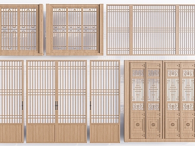 新中式艺术隔断 中式门窗 中式门 花格门 古建门 中式木门