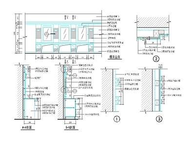 墙面节点 美容美发镜面造型 施工图