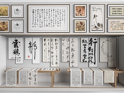 新中式艺术展厅 中式字画 中式挂画  中式装饰画