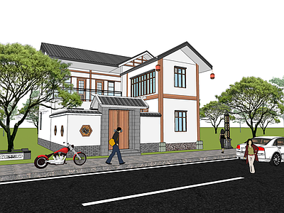 新中式独栋别墅 民宿 乡村建筑 自建房