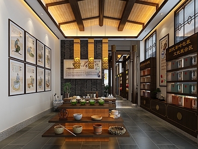 新中式茶叶店 茶叶店 茶馆 茶叶展厅 茶文化馆
