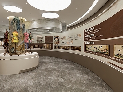 新中式非遗展厅 丝绸非遗展厅 丝绸展台 丝绣文化展厅