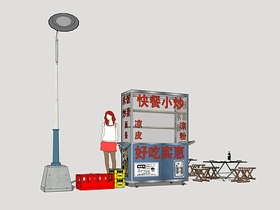 街头市井风餐车 小吃摊 移动餐车 年代餐车 怀旧摊位