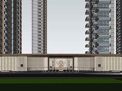 新中式小区建筑 百福豪城 四代住宅 海派大门