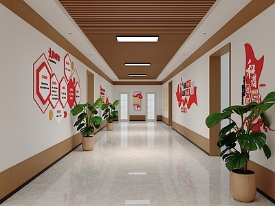 现代简约服务中心 社区服务中心 文化走廊 物业服务中心 家政服务中心 宣传墙