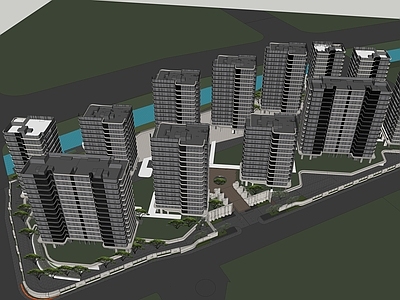 现代极简小区建筑 杭州高层豪宅 杭序 小高层曲线住宅
