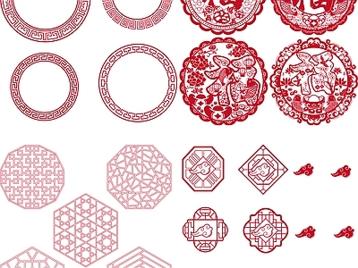 现代其他图库 中式 贴图 线稿 花纹 剪影 施工图