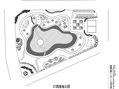 景观平面图 公园平面图 概念图 湿地公园 口袋公园 施工图