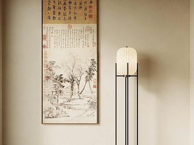 新中式挂画 宋式风装饰画  挂画 落地灯