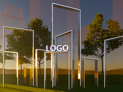 现代极简艺术装置 街角景观装置 数字艺术装置 示范区装置美陈 发光景观装置 几何线条装置