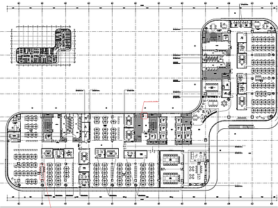现代整体办公空间 生物医药公司 办公层平 施工图