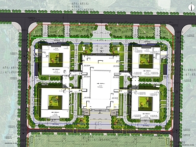 现代办公楼建筑 办公楼总平面 商务办公 会议中心 施工图